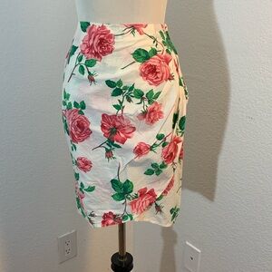🌹New List🌹 EUC Vintage 1980s Mirrors White w/Pink Roses Print Sarong Style Skirt